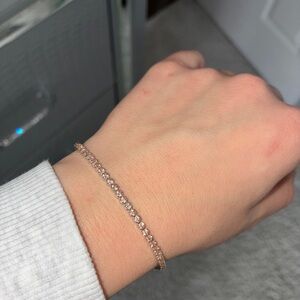 Pandora Champagne Color Tennis Style Silver Bracelet With Slider Clasp NWOT